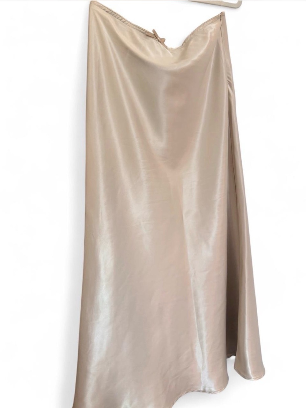 Satin Bias Midi Skirt in Champagne